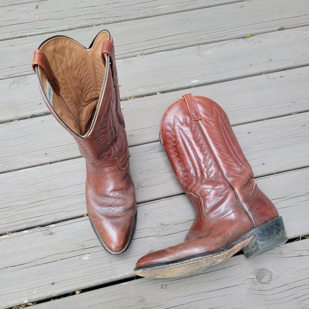 Vintage 60s Mason Shoes Brown Leather Western Cowboy‎ Motorcycle Work Boots 11D